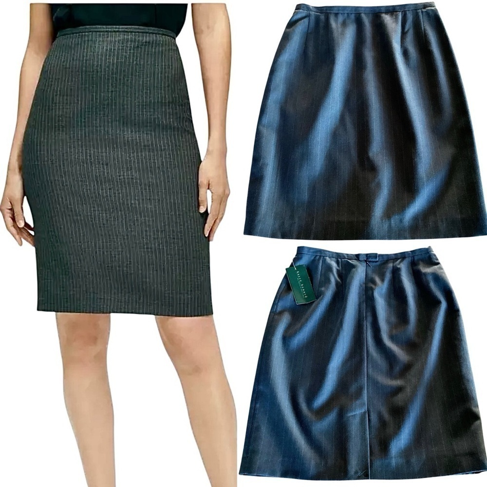 Harve Benard by B Holtzman Pencil Skirt Pinstripe Wool Blend Sz 8 New with Tags